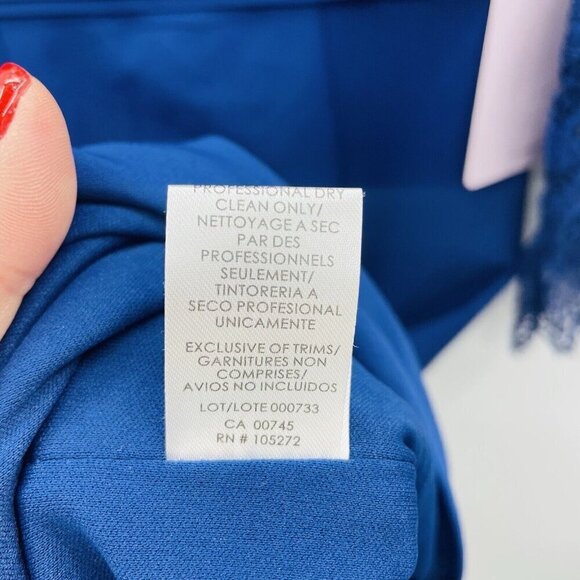 JS Collections Womens Size 2 Stretch Crepe Lace-Sleeve Gown Dress in Blue $299 - Picture 11 of 13